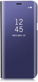 img 3 attached to Aearl Dard Purple Electroplate Mirror Case for Samsung Galaxy Note 8 - Slim, Clear View Window, Flip Stand, Full Body Protection