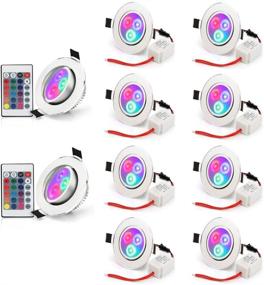 img 4 attached to Versatile Pack of 10 LED Color Changing Recessed Lighting: 3W RGB Downlight Ceiling Light with Remote Control