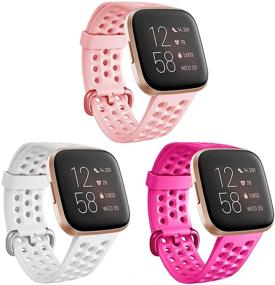 img 4 attached to Soft Silicone Sports Wristbands for Fitbit Versa/Versa 2/Versa Lite - Compatible Bands for Women and Men, Replacement Accessory Straps for Fitbit Versa