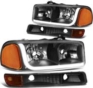 улучшите свой sierra/yukon с фарами и фонарями для бампера dna motoring hl-lb-sierra99-bk-am led - полоса для дневных ходовых огней, совместимые с 99-07 - 4 шт. логотип