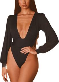 img 3 attached to 👗 Weigou Pleated Bodysuits: Stylish Jumpsuits for Women's Clothing