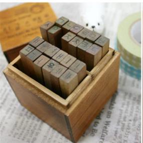 img 3 attached to 🔠 Hangul Rubber Stamp Letters: Vintage Wooden Box with Antique Finish - DIY Korean Alphabet (한글) Characters for Kpop enthusiasts