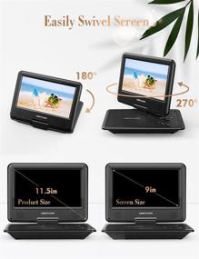 img 1 attached to 📀 DBPOWER 11.5" Portable DVD Player with 5-Hour Battery, 9" Swivel Screen, CD/DVD/SD/USB Support, Remote Control - Black