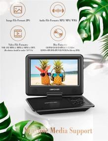 img 3 attached to 📀 DBPOWER 11.5" Portable DVD Player with 5-Hour Battery, 9" Swivel Screen, CD/DVD/SD/USB Support, Remote Control - Black