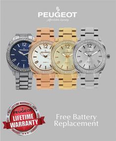 img 3 attached to 🕰 Женские наручные часы Peugeot с кристаллами Swarovski на безеле, металлический браслет – стиль "бойфренд