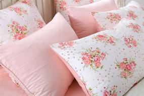 img 3 attached to Brandream Floral Duvet Cover Set - Full Size 3-Piece Pastoral Style Bedding with Romantic Flowers - Blush Pink Peach Rose