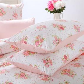 img 2 attached to Brandream Floral Duvet Cover Set - Full Size 3-Piece Pastoral Style Bedding with Romantic Flowers - Blush Pink Peach Rose