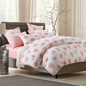 img 4 attached to Brandream Floral Duvet Cover Set - Full Size 3-Piece Pastoral Style Bedding with Romantic Flowers - Blush Pink Peach Rose