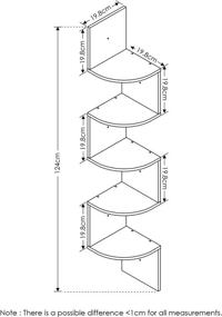 img 3 attached to 📚 FURINNO 5-Tier Corner Wall Shelf in French Oak Grey/Black - Mount Floatingly with Radial Design