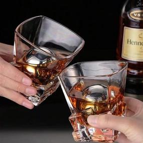 img 1 attached to Ecentaur Set of 2 Reusable Stainless Steel Ice Cube Whiskey Stones with Metal Ball for Drinks - 5.5cm