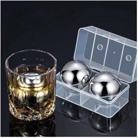 img 3 attached to Ecentaur Set of 2 Reusable Stainless Steel Ice Cube Whiskey Stones with Metal Ball for Drinks - 5.5cm