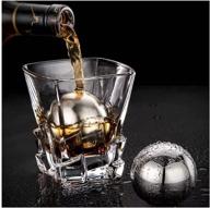 ecentaur set of 2 reusable stainless steel ice cube whiskey stones with metal ball for drinks - 5.5cm logo