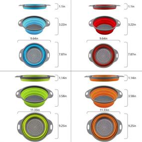 img 3 attached to 🍝 QiMH 4-Piece Collapsible Colander and Strainer Set - Includes 2 Sets of 4 Quart(1 gal) and 2 Quart(0.5 gal) Sizes - Food-grade Sturdy Plastic Base - Space-saving Round Silicone Kitchen Foldable Strainer for Pasta, Veggies