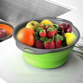 img 1 attached to 🍝 QiMH 4-Piece Collapsible Colander and Strainer Set - Includes 2 Sets of 4 Quart(1 gal) and 2 Quart(0.5 gal) Sizes - Food-grade Sturdy Plastic Base - Space-saving Round Silicone Kitchen Foldable Strainer for Pasta, Veggies