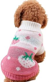 img 4 attached to ❄️ Winter Warm Knitwear for Dogs: CHBORCHICEN Pet Dog Sweaters with Turtleneck, Cute Strawberry and Heart Design