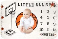 🏀 baby monthly milestone blanket: basketball theme, 40×60 inches, flannel fleece, best photography backdrop for newborn boy/girl logo