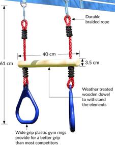 img 1 attached to 🤸 Ninja Warrior Trapeze Swing Bar with Rings for Slackline Obstacle Course - Ideal Monkey Bars for Kids - Effortless Attachment to Common Home Playground Equipment Sets