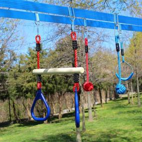 img 2 attached to 🤸 Ninja Warrior Trapeze Swing Bar with Rings for Slackline Obstacle Course - Ideal Monkey Bars for Kids - Effortless Attachment to Common Home Playground Equipment Sets