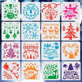 img 4 attached to Enhanced 16 PCS Christmas Stencils for Various Crafting Projects - Wood Signs, Windows, Car Body, and more | Reusable, 8x8 inches