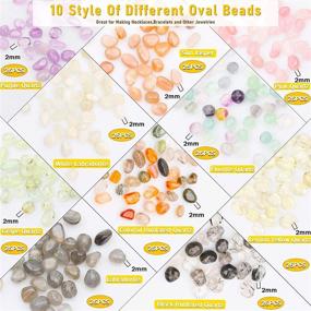 img 3 attached to Amorphous Natural Oval Stone Gemstone Loose Beads Crystal Rocks Jewelry Making Kit with Earring Hooks, Jump Rings, Lobster Clasp, Elastic String, Pliers - Ideal for Bracelets, Earring, Necklace Making