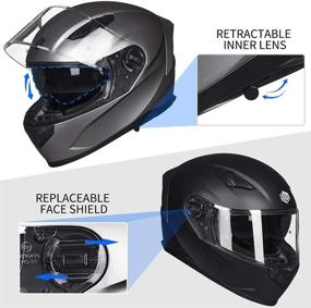 img 1 attached to 👨 ILM Full Face Helmet with Pinlock Insert, Anti-Fog Dual Visor for Motorcycle Snowmobile Motocross ATV Casco - Men Women DOT Certified