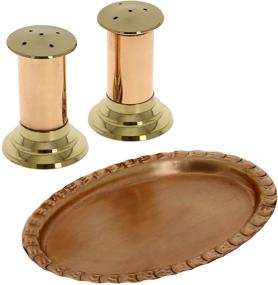 img 2 attached to 🧂 Shalinindia Handmade Copper and Brass Salt and Pepper Shakers with Serving Tray - Stunning Tableware Set for Housewarming Gifts