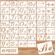 40-piece wood painting letter stencils set - alphabet & number stencils for art, crafts, and drawing logo