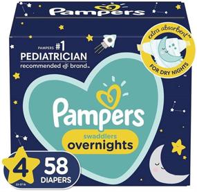img 4 attached to 🌙 Pampers Swaddlers Overnights Diapers Size 4 - 58 Count Super Pack