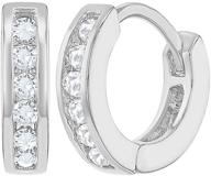 💎 plated brass clear cubic zirconia small hoop huggie earrings for toddlers and young girls 10mm - trendy and sparkling huggie earrings for little girls - jewelry gift for loved ones logo