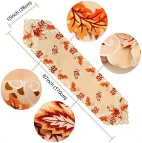 img 2 attached to 🍁 OurWarm 15 x 67 Inch Maple Leaves Embroidered Table Runner - Handmade Fall and Thanksgiving Party Decoration