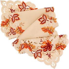 img 3 attached to 🍁 OurWarm 15 x 67 Inch Maple Leaves Embroidered Table Runner - Handmade Fall and Thanksgiving Party Decoration