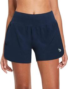 img 3 attached to BALEAF Women's 5-Inch Knit Waistband Running Shorts with Liner, Quick-Dry Lounge Gym Walking Shorts, Back Zipper Pocket Included