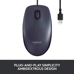 img 2 attached to 🖱️ Logitech B100 Corded Mouse – High-Performance Wired USB Mouse for Computers and Laptops, Ambidextrous Design, Black