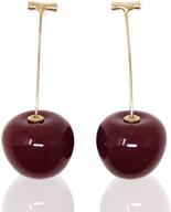 honbay fashion lifelike cherry earrings logo