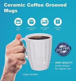 img 3 attached to ☕ Ceramic Grooved Coffee Mug - Larger Ounce Size