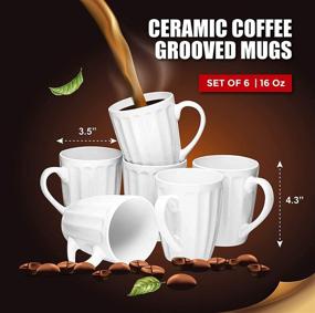 img 2 attached to ☕ Ceramic Grooved Coffee Mug - Larger Ounce Size