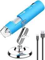 wireless digital microscope handheld usb hd inspection camera 50x-1000x magnification with stand - compatible with iphone, ipad, samsung galaxy, android, mac, windows computer (blue) logo