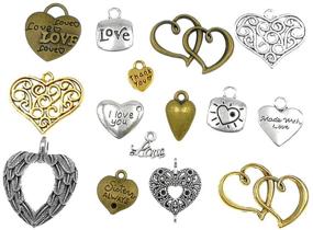 img 2 attached to Steampunk Charm Pendant Connectors - Assorted Love Heart 🔗 Shapes - DIY Necklace & Bracelet Making Accessories (100 Grams)