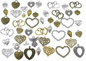 img 4 attached to Steampunk Charm Pendant Connectors - Assorted Love Heart 🔗 Shapes - DIY Necklace & Bracelet Making Accessories (100 Grams)