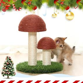 img 3 attached to 🐱 Cat Scratching Post - Interactive Mushroom Claw Scratcher, GiftParty 15x12 Inch Natural Sisal Scratchers Pole - Fun Kitty Toy