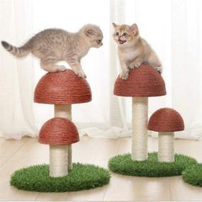 img 2 attached to 🐱 Cat Scratching Post - Interactive Mushroom Claw Scratcher, GiftParty 15x12 Inch Natural Sisal Scratchers Pole - Fun Kitty Toy