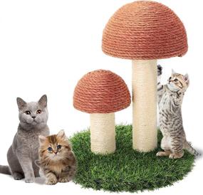 img 4 attached to 🐱 Cat Scratching Post - Interactive Mushroom Claw Scratcher, GiftParty 15x12 Inch Natural Sisal Scratchers Pole - Fun Kitty Toy