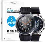 omoton 3 pack tempered glass screen protector for samsung galaxy watch 46mm (2018) & gear s3, compatible logo