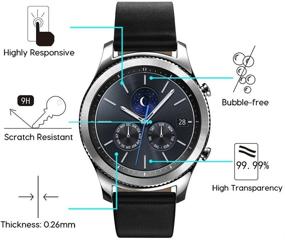 img 2 attached to Накладка из закаленного стекла OMOTON 3 Pack для Samsung Galaxy Watch 46 мм (2018) & Gear S3, совместимая.