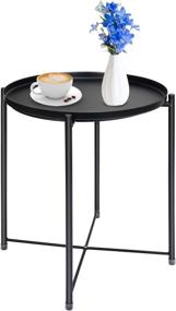 img 2 attached to Multipurpose Expandable Tray Metal End Table: Foldable, Removable and Waterproof Side Table, Ideal for Living Room, Bedroom, and Home Storage