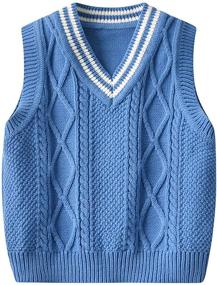 img 3 attached to 🧥 Boys' Knitted Sleeveless Waistcoat Sweater Pullover - Clothing