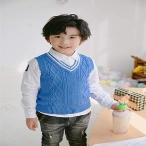 img 2 attached to 🧥 Boys' Knitted Sleeveless Waistcoat Sweater Pullover - Clothing