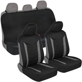 img 4 attached to Superior Protectorate Neoprene Car Seat Covers: Black & Gray Two Tone Chevron Stitched - Premium Waterproof Automotive Seat Protectors with Multi-Layer Material for a Perfect Interior Fit