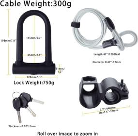 img 2 attached to 🔒 Heavy Duty Bike U Lock with Strong Cable - Secure Bicycle & Motorcycle U-Lock Shackle Locks