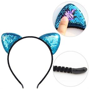 img 1 attached to 🐱 8 pcs Beinou Reversible Sequin Cat Ears Headband: Shiny Hair Hoops for Women & Girls - Cute Bling Kitty Hairband for Daily & Party Wear